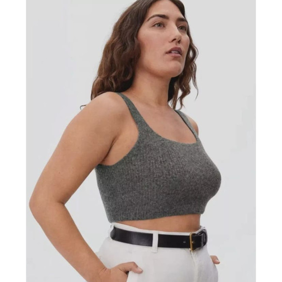 Everlane Cozy Stretch Cropped Sweater Tank in Dark Gray - M - Picture 1 of 5